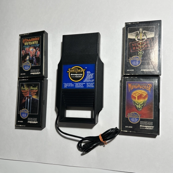 Supercharger by Starpath VCS Cassette 1982 Adapter w/4 games TESTED!