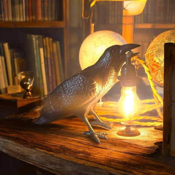 Raven Light Fixture | Gothic Table Lamp | 3D Printed Raven Crow Light | Poe Home Decor | Dark Academia Decor | Crow Sculpture | Witchy - Etsy