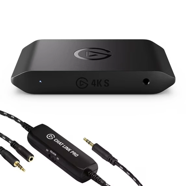 Elgato Game Capture 4K S with Chat Link Pro – 4K60, 1440p120, 1080p240 Capture, VRR Passthrough, HDR10, works with Windows/Mac/iPad, PlayStation Voice & Gameplay Audio Recording Cable included