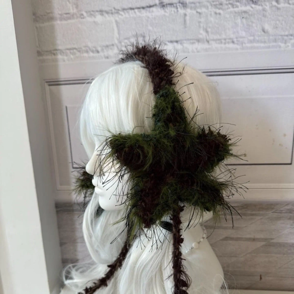 Vintage Handmade Ear Warmer: Brown & Green Artisan Design