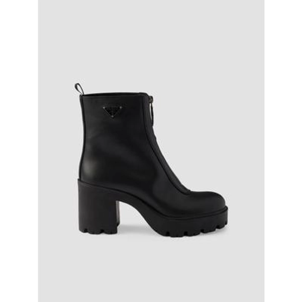 Prada Women's Leather Ankle Boots with Zipper