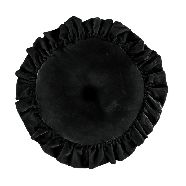 Stella Faux Silk Velvet Ruffled Romantic Western 18 inch Round Decorative Pillow