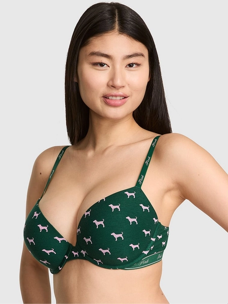 Jaguar Green Super Push Up Cotton Logo Bra