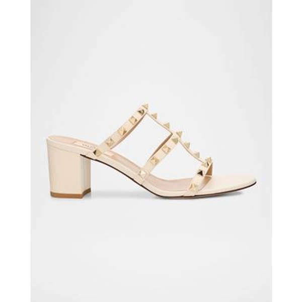 60mm Rockstud Caged Block-Heel Slide Sandals