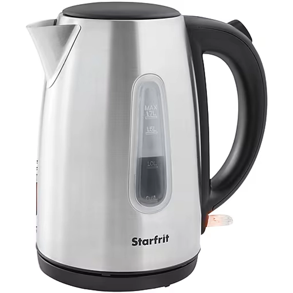 Starfrit Stainless Steel Electric Kettle, 7-Cups, Silver/Black (024010-006-0000)