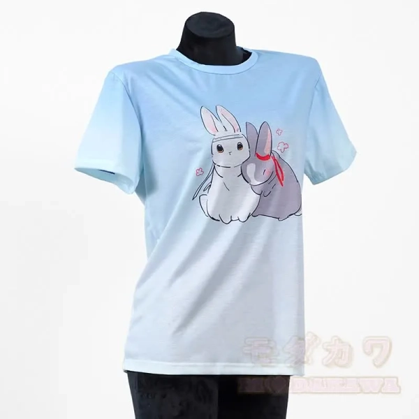 Modakawa Gradient Bunny Print Casual T-Shirt