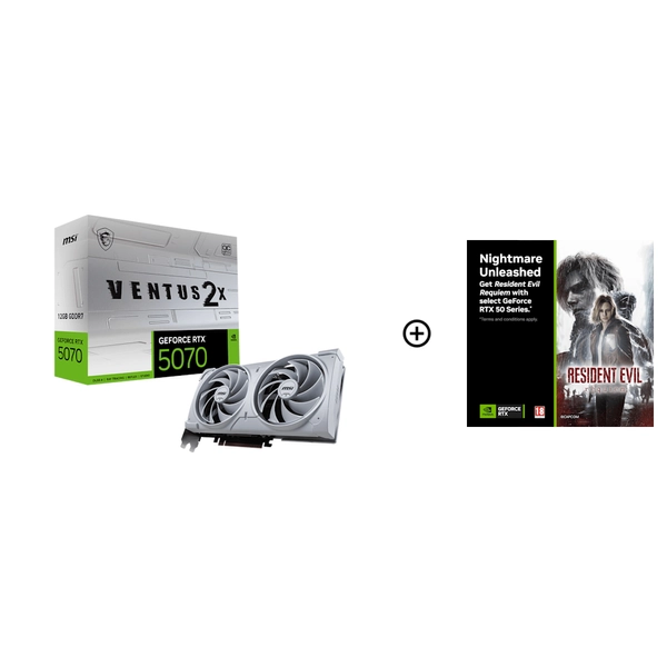 MSI GeForce RTX 5070 Ventus 2X OC White 12GB GDDR7 PCI-Express Graphics Card