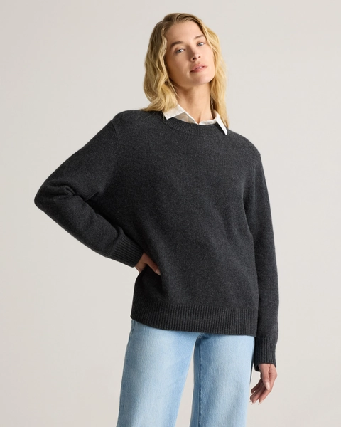 Mongolian Cashmere Oversized Crewneck Sweater in Brown