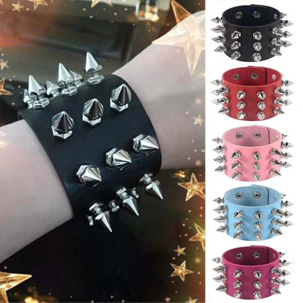 Black Punk Leather Bracelet