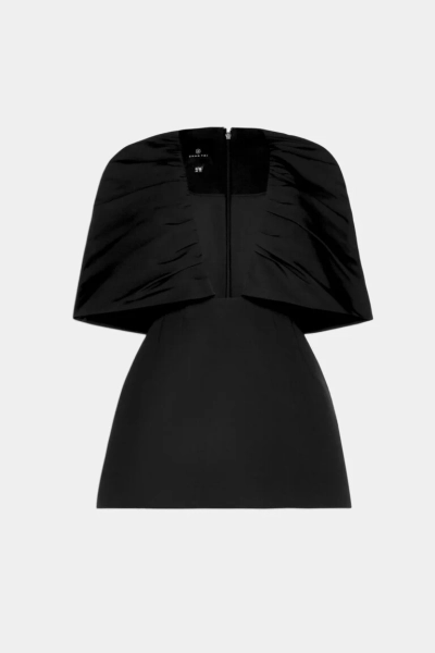 CAPE-DETAILED FAILLE MINI DRESS - CONG TRI