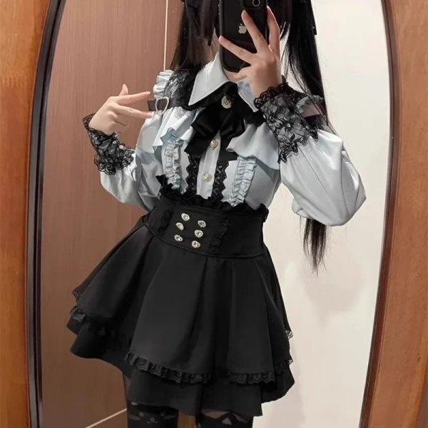 Jirai kei camisa JK falda Lolita Y2K