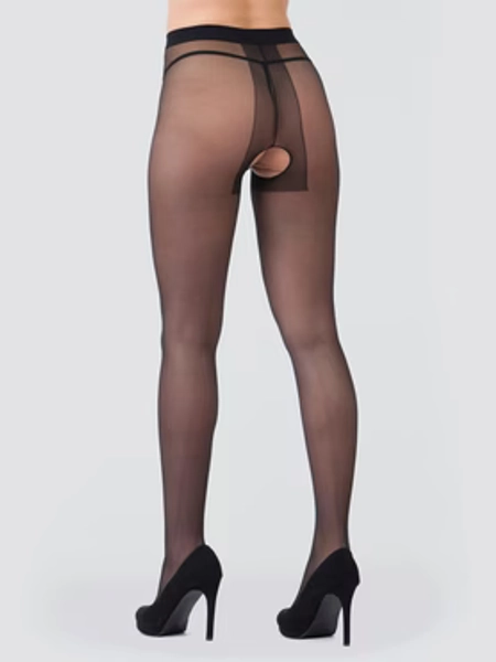 Lovehoney Black Sheer Crotchless Tights 