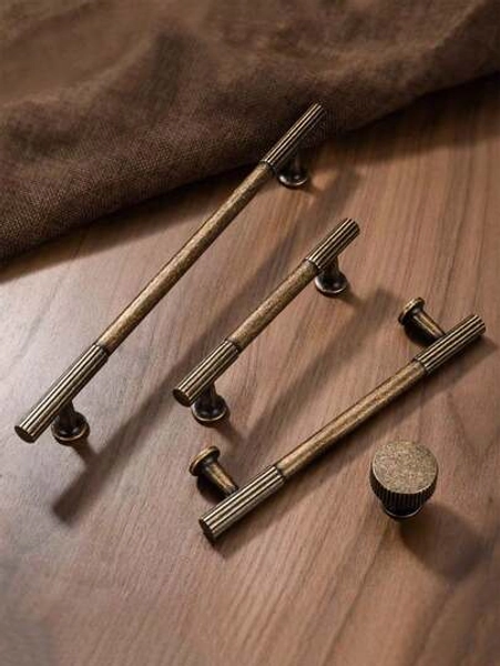1/2pcs Vintage Bronze Zinc Alloy Cabinet Handles, Antique Striped Decor, Suitable For Bedroom, Kitchen, Cabinets And Drawers