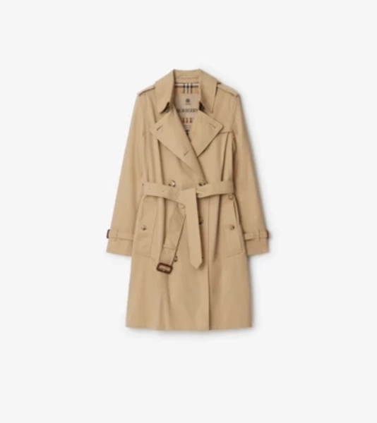 Mid-length Kensington Heritage Trench Coat in Honey beige - Women, Cotton Gabardine | Burberry® Official
