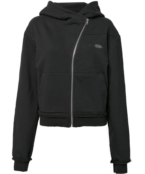 Asymmetrical Zip Hoodie (FL-199_Black)