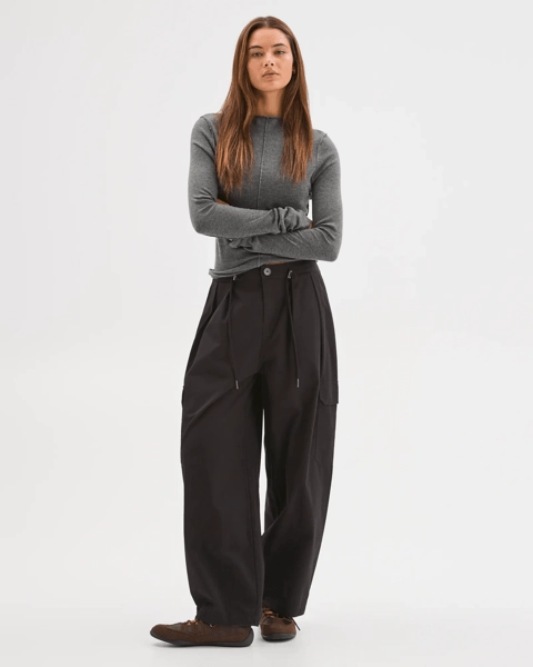 Lily Loves Australian Cotton Contrast Pocket Cargo Pants - Black