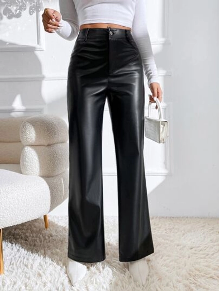 Leather Flare Leg Pants