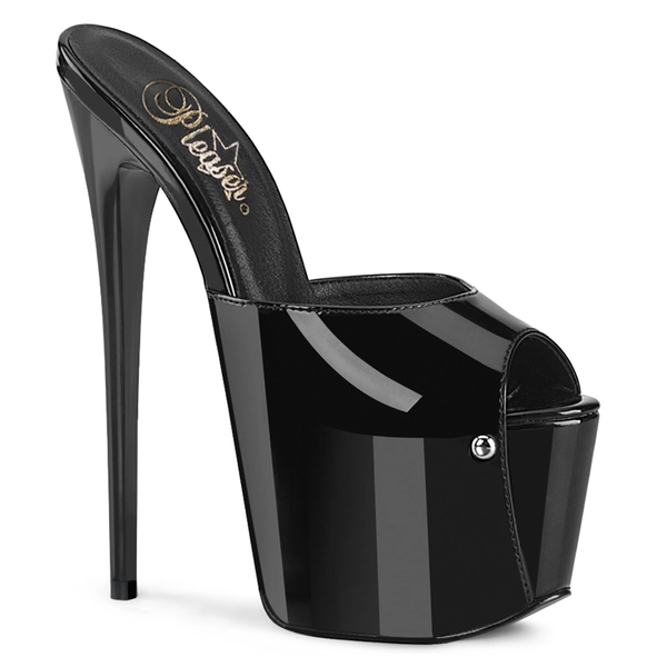 Pleaser slippers met extra hoge platform en naaldhak