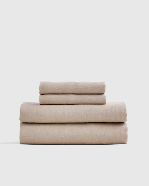100% European Linen Sheet Set in Toffee