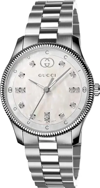 G-Timeless Mother-of-Pearl & Diamond Bracelet Watch, 29mm