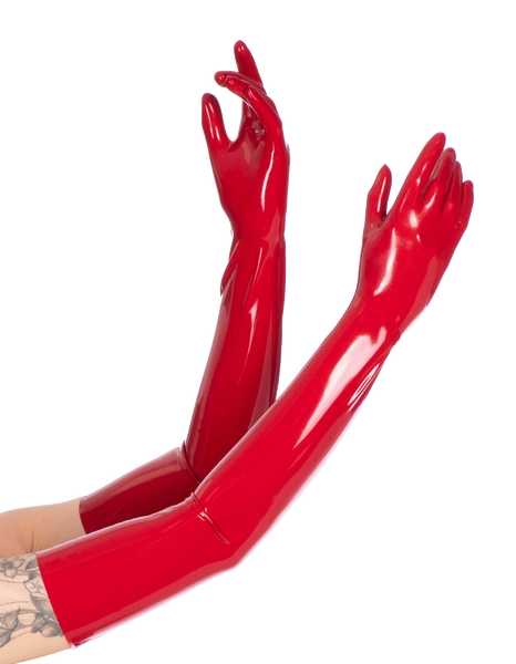 Red Latex Opera Gloves