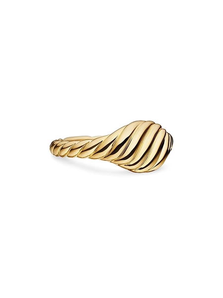 Sculpted Cable Micro Pinky Ring In 18K Yellow Gold