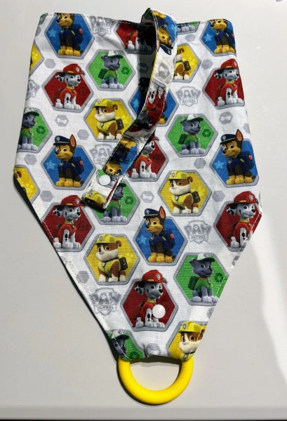 Paw Patrol bandana with pacifier clip and silicone teether