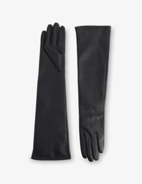 Mia Long Leather Gloves - BLACK - S
