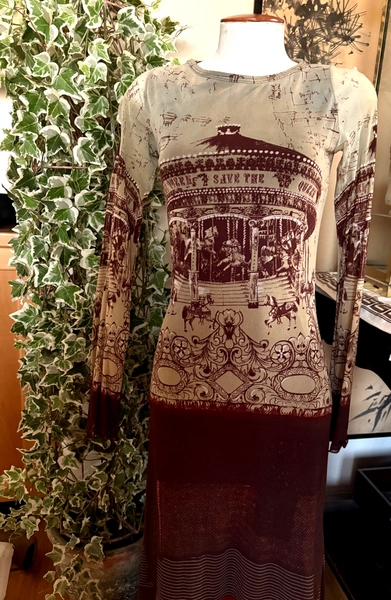 Vintage Save the Queen Old Carousel Maxi Mesh Dress Medium Made in Italy