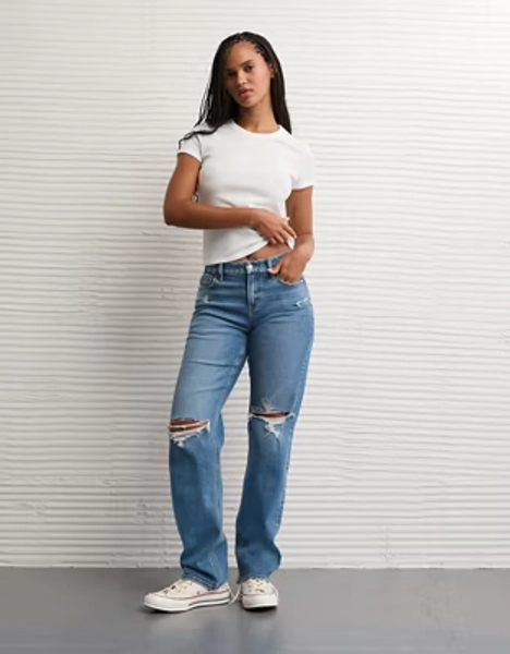 AE Stretch Curvy Ripped Straight Jean
