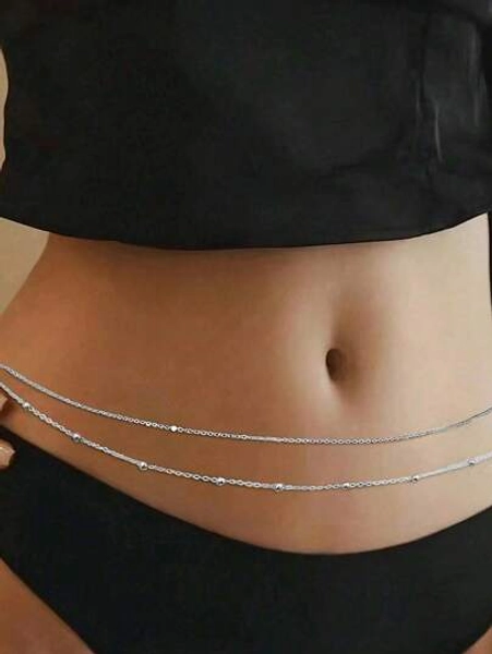 GARMEND 1 Set Of 2pcs Elegant Metal Chain Multi-Layer Pearl Waist Chain