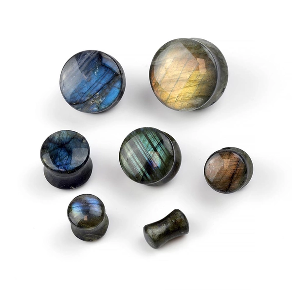AAA Grade Convex Labradorite Plugs