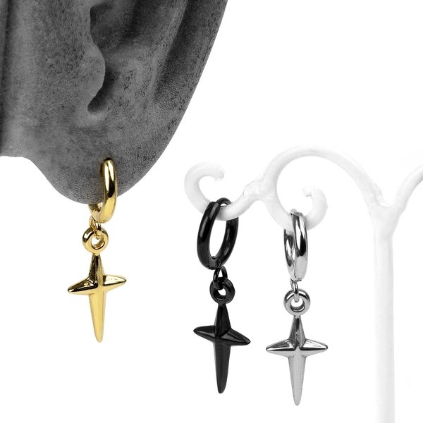 Steel Polaris Dangle Huggie Earrings