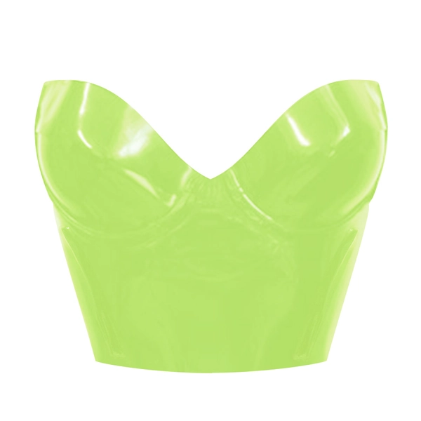 Latex Candy Cup Basque W Top w/ flexibone in vibrant lime green