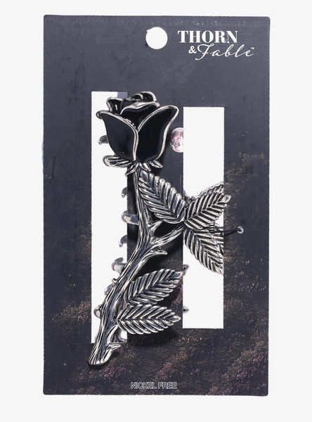 Thorn & Fable Black Rose Claw Hair Clip
