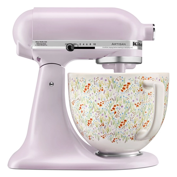 KitchenAid Artisan Series 5-Quart Tilt-Head Stand Mixer, Wildflower with Ceramic Bowl, Flat Beater, Dough Hook, Whip