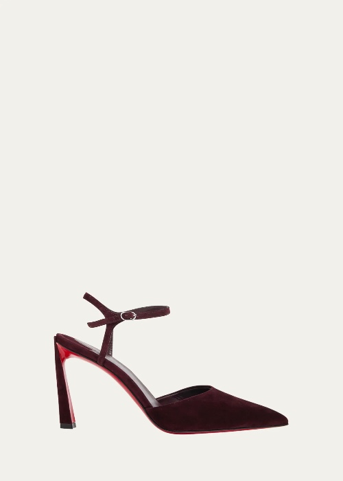 Christian Louboutin Condora Suede Ankle Strap Pumps