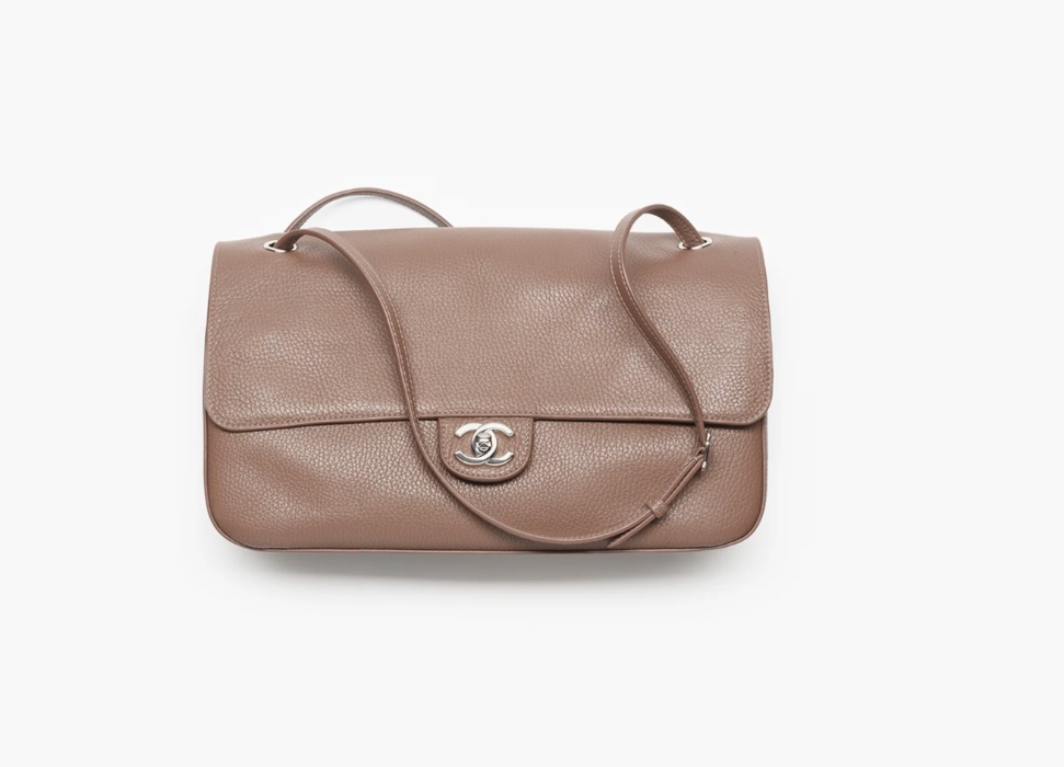 Chanel Maxi Flapbag Grained Calfskin & Silver Tone Metal