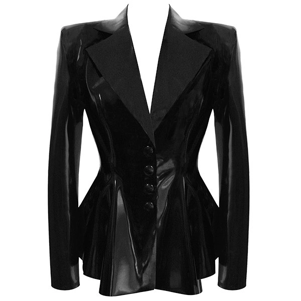 Latex Encounter Peplum Jacket in supatex black