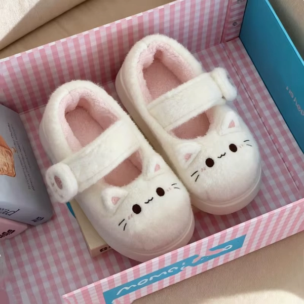 Chinelos de Algodão Antiderrapantes para Mulheres, Estilo Mary Jane, Confortáveis e Fofos, para Uso em Casa - AliExpress 