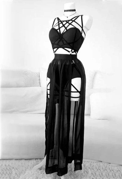 三件套绑带礼服带胸垫款