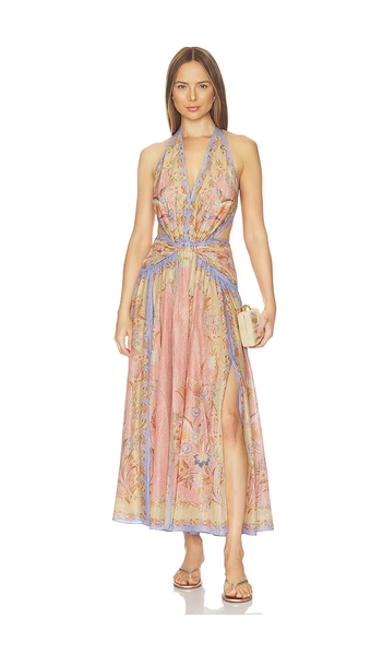 Indra Plunge Halter Maxi Dress