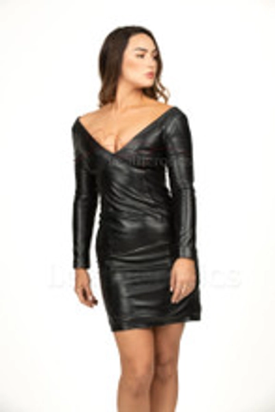 Full Sleeve Leather Mini Dress