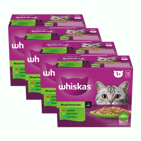 Whiskas Mixed Favourites In Jelly 1+ Pouches Wet Cat Food 48x85g