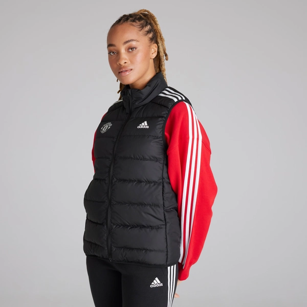 Manchester United x adidas Womens Essentials 3-Stripes Light Down Vest Black