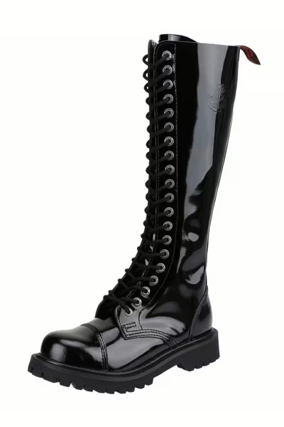 Angry Itch 20 Hole Boots Black Lacquer 36 | 36 | AI20ZBPATKOM-36 | Abaddon Mystic Store