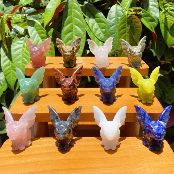 Crystal Gargoyle Statue, Hand-Carved Healing Stone, 1.5 inches