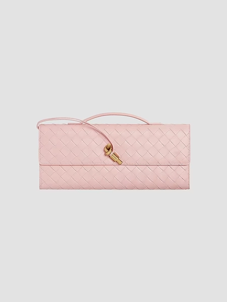 Andiamo Intrecciato Leather Top-Handle Clutch