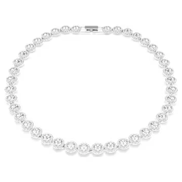 Una Angelic necklace, Round cut, White, Rhodium plated