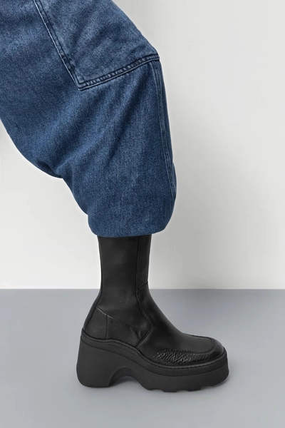 Deandra Boots - Black Stretch Grain Leather